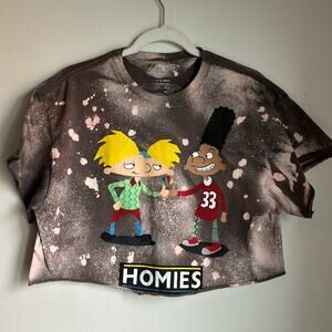 Vintage Hey Arnold Nickleodeon Splatter Cropped Tee